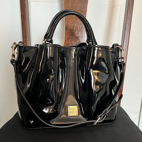 Dooney & Bourke Handbags - Dooney & Burke Brenna Black Patent Leather Satchel